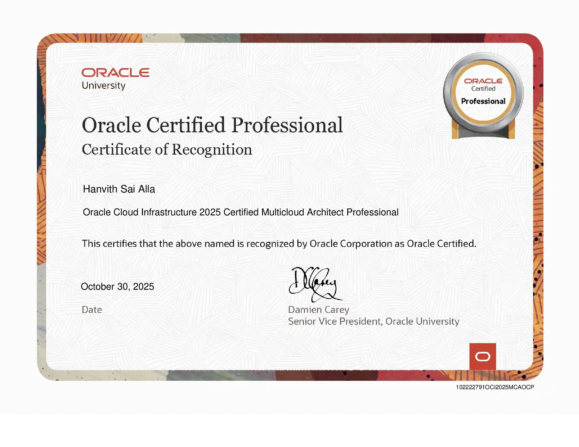 Oracle Cloud Infrastructure 2025 Multicloud Architect Professional (1Z0-1151-25)