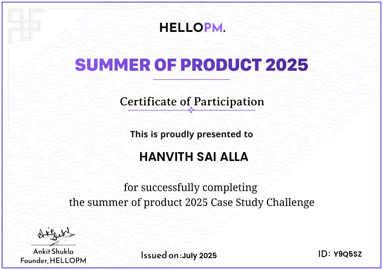 Summer of Product Case Study Challenge